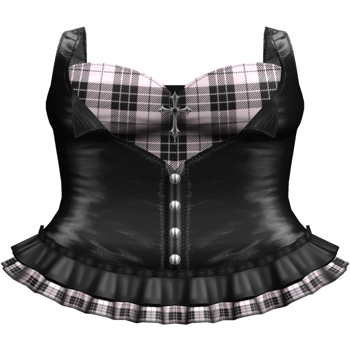 Emo Gothic Plaid Button Up Dress in Black Pink