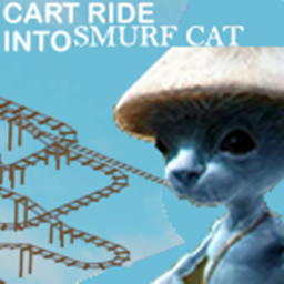Cart Ride Into Blue Smurf Cat