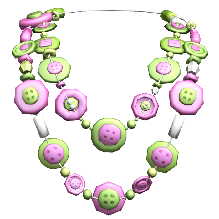 Retro Layered Gyaru Button Necklace Pink Green