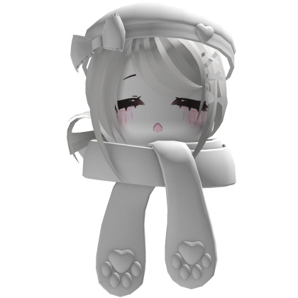 Shoujo Low Side Bun White Hair W/ Beanie Scarf 