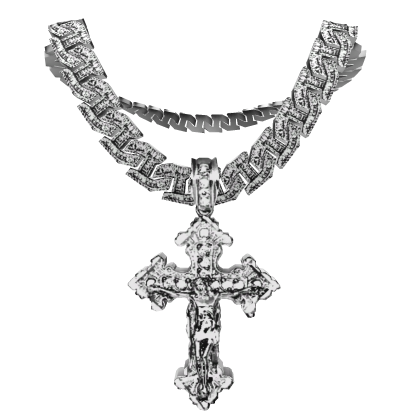 1.0 jesus piece chain iced out silver (bigger) Roblox item