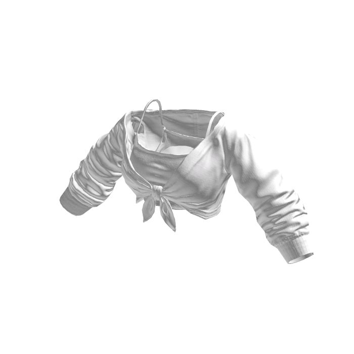 White Layered Tied Up Cropped Shirt