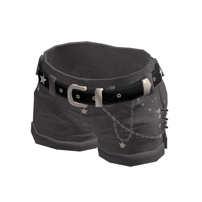 Y2K Star Denim Shorts w/ Belt & Chain (Grey)