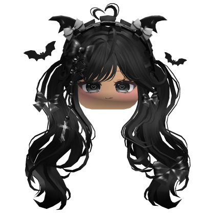 Goth Wavy Pigtails w/Headband (Black)
