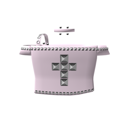 cute off shoulder studded cross w/ choker in pink Roblox item