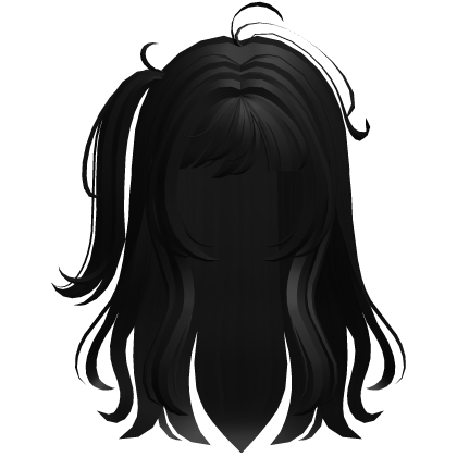 Cute Long Messy Black Hair with Side Ponytail Roblox item