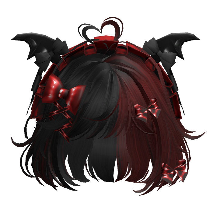 Goth Bob w/Maid Headband (Black&Red)