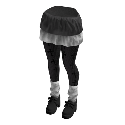  Emo Skirt Gothic Tights (Grey White)