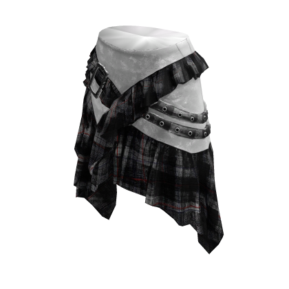 🪽Black white plaid ruffle skirt -WS