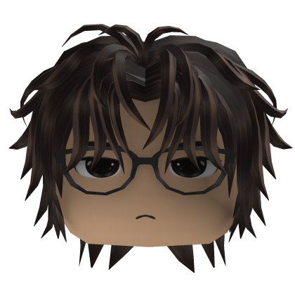 Layered Hair w/ Round Glasses (Dark Brown)