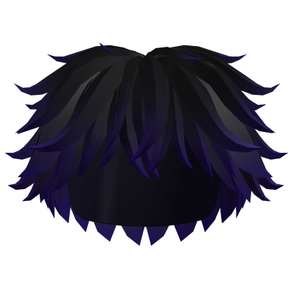 Roblox Item Black to Blue Messy Wavy Fluffy Hair