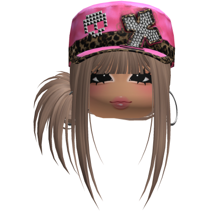 Gyaru Side Bun Hair w/ Cheetah Cap & Earrings