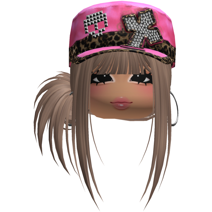Gyaru Side Bun Hair w/ Cheetah Cap & Earrings