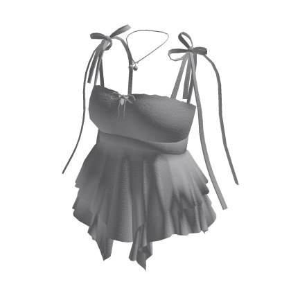 Peplum Top with Bow Straps (Gray)