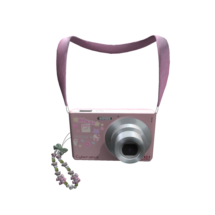cute pink retro camera w bracelet