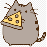 kitty cat eating pizza