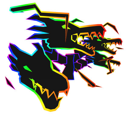 Cartoony Rainbow Lightning Dragon Heads