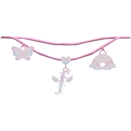 Cute Pink Kawaii Rainbow 1.0 initial F Necklace Roblox item