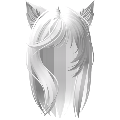 Messy Side Swept Bangs Cat Ears Hair in White Roblox item