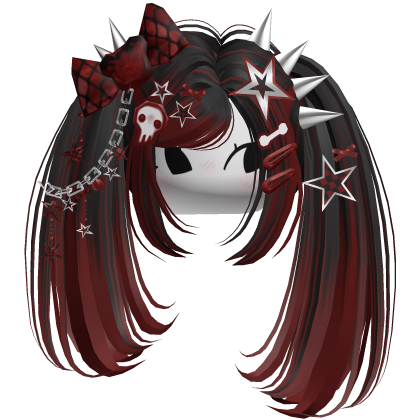 ♡ Scene Spiky Moe Pigtails (Black & Red)