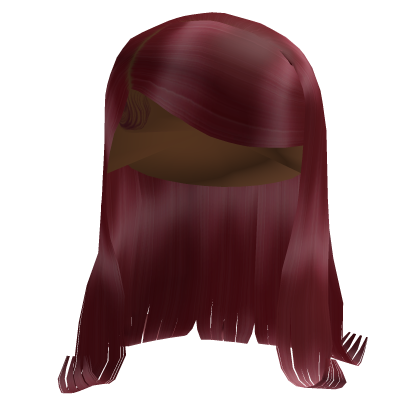 Red Layered Long Hair w/ Side-Swept Bangs