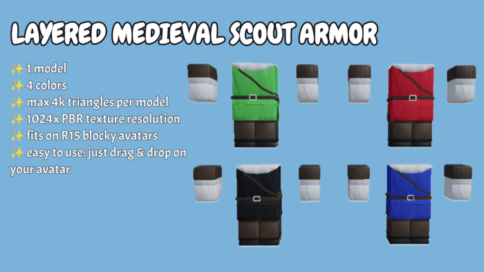 [Layered R15] Medieval scout armor preview 1