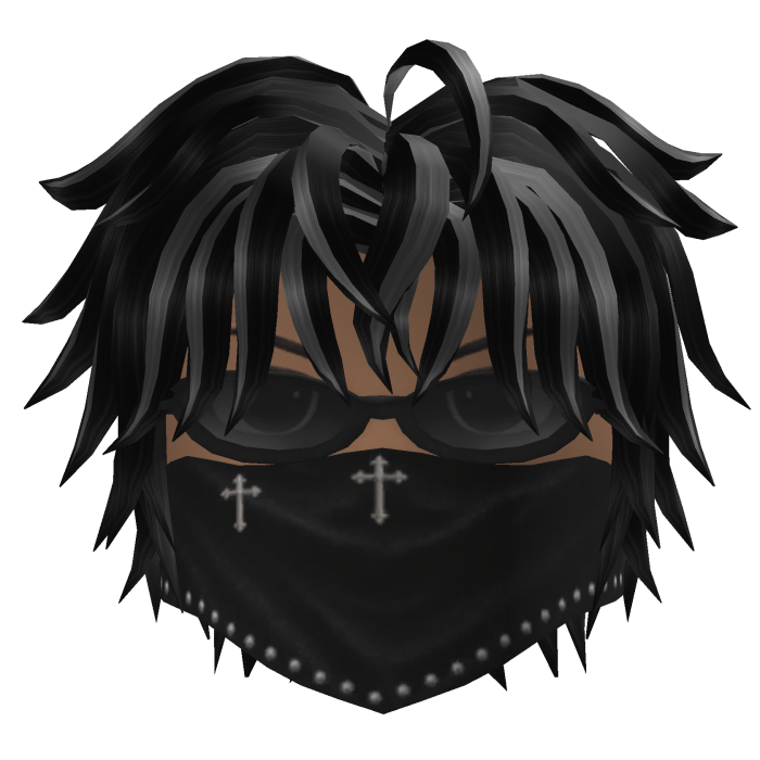 Messy Hair w/ Bandana & Glasses (Black/Gray)