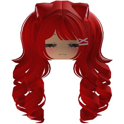 Cute hair emo Y2K cat-ear braids (Red)