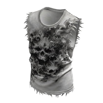 Smoke Black & White Tank Top Ripped Torn Vest thumbnail