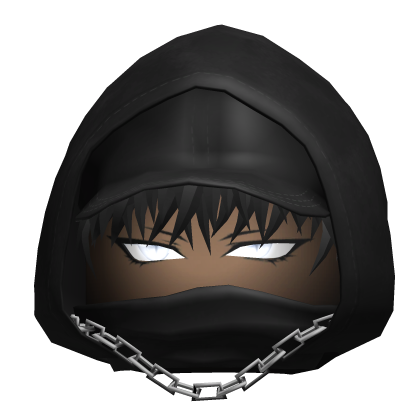 Black Anime Hoodie White Glowing Eyes