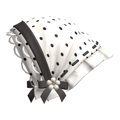white polka dot igari ruffled headscarf