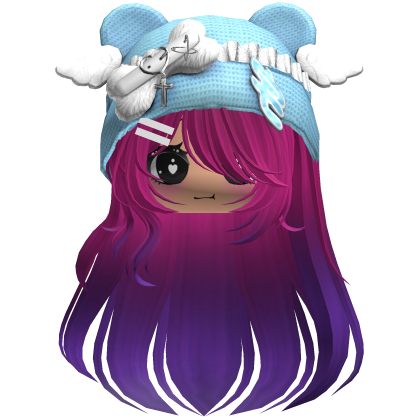Cute Long Pink And Purple hair Cap Cat Y2k