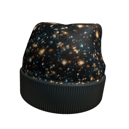 Gold & Blue Geometric Starlight Black Beanie