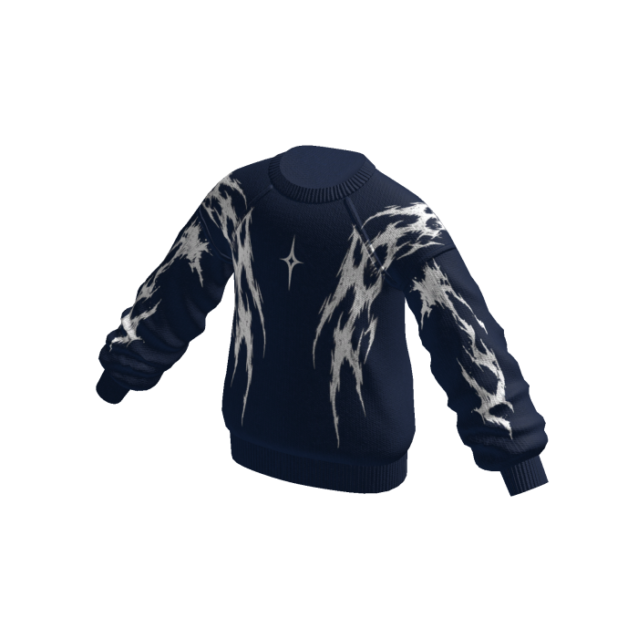 Grunge Scratch Print Sweater (Navy)