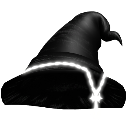 (EMISSIVE) Black Witch Hat w/ White Glowing Chain
