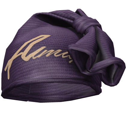Dark Purple & Cream Knotted Wrap Cap Beanie