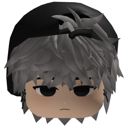 White Messy Emo Hair w/ Y2K Cap & Cute Boy Face Roblox item