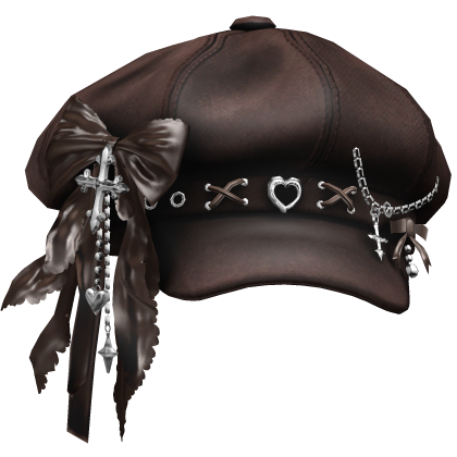 Brown Emo Gothic Charm Cap / Brown Bow