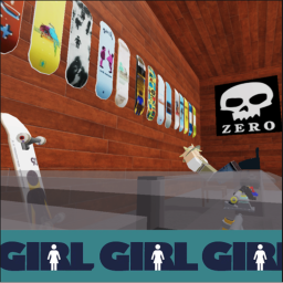 Girl Skateboarding Wharehouse