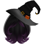 Cute short bob hair with witch's hat (BlackPurple)