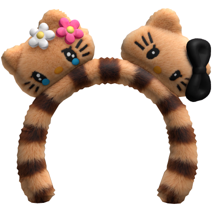 Cute Leopard Headband W Kitty Head Plushie