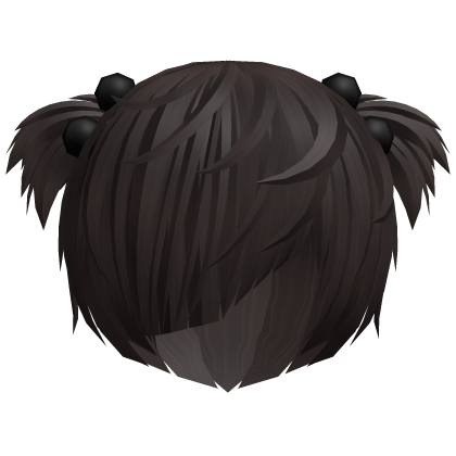 (//_^) dark brown messy anime vkei emo hair w buns