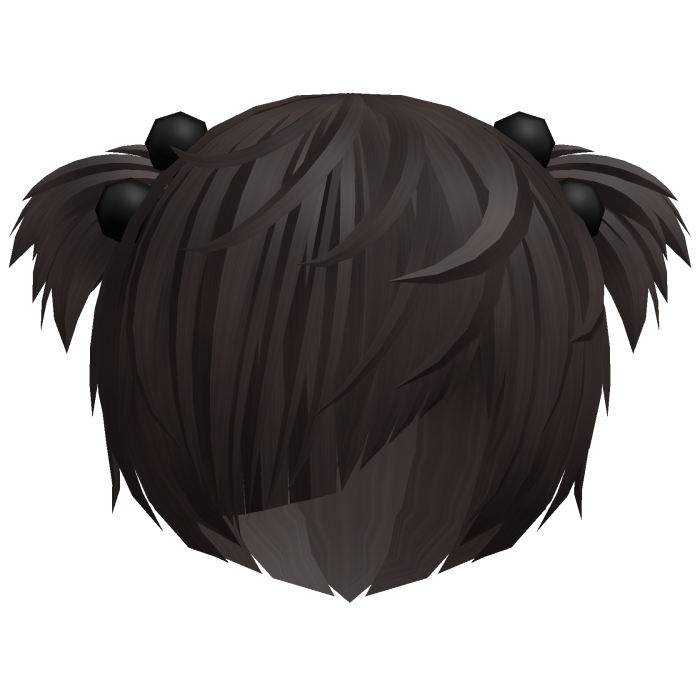 (//_^) dark brown messy anime vkei emo hair w buns