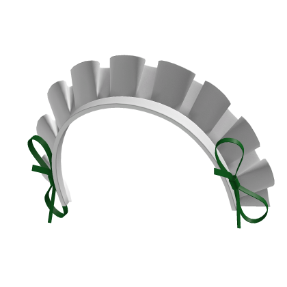 White Maid Headband (Green Ribbons)