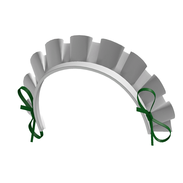 White Maid Headband (Green Ribbons)