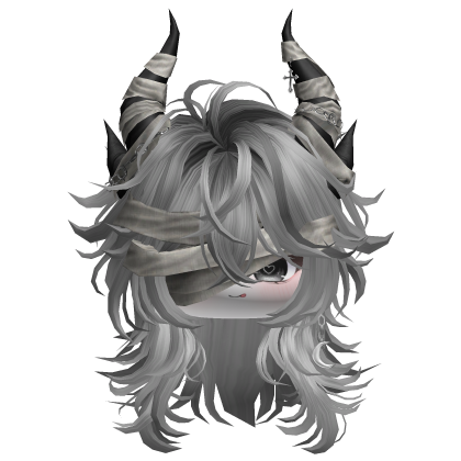 Horned Anime Demon Wolfcut (Gray)