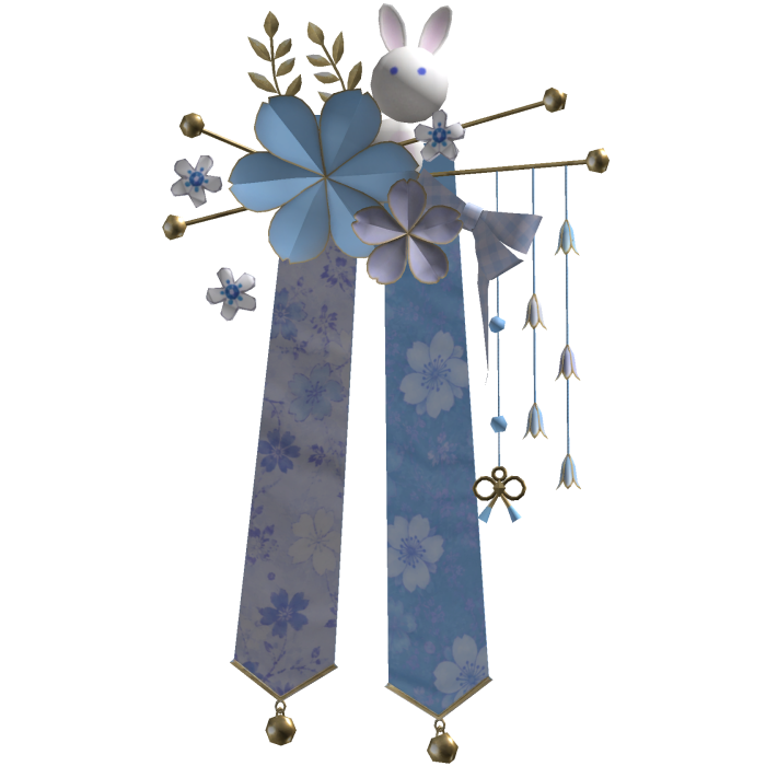 Sku Blue & Gold Sakura Japanese Flower Hairclip