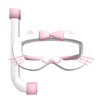 Cute Kawaii White Pink Cat Snorkel
