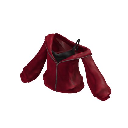 Sudadera con capucha grande sin hombros roja