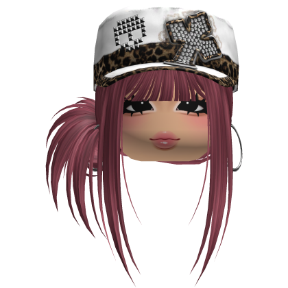 Gyaru Side Bun Hair w/ Cheetah Cap & Earrings